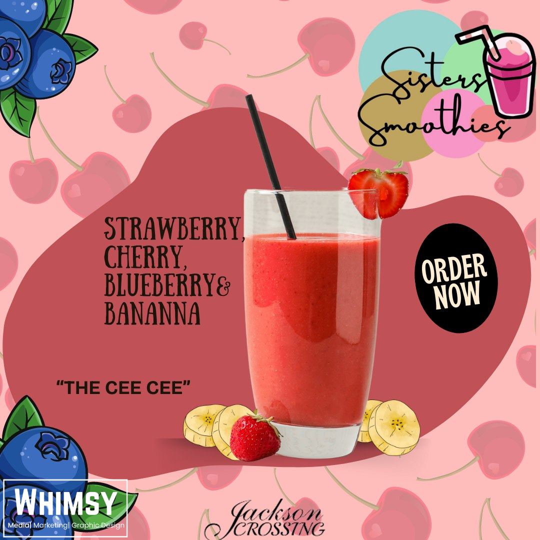 Sip, Smile, Repeat promotional graphic created by Whimsy
