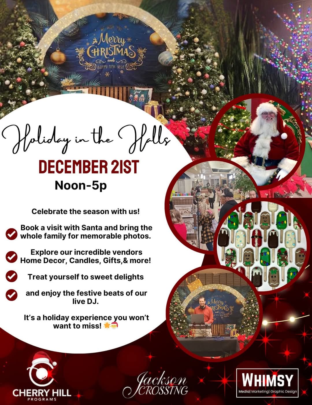 Holiday in the Halls promotional graphic created by Whimsy