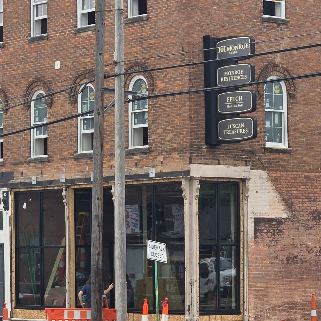 Street-level view of the future market entrance