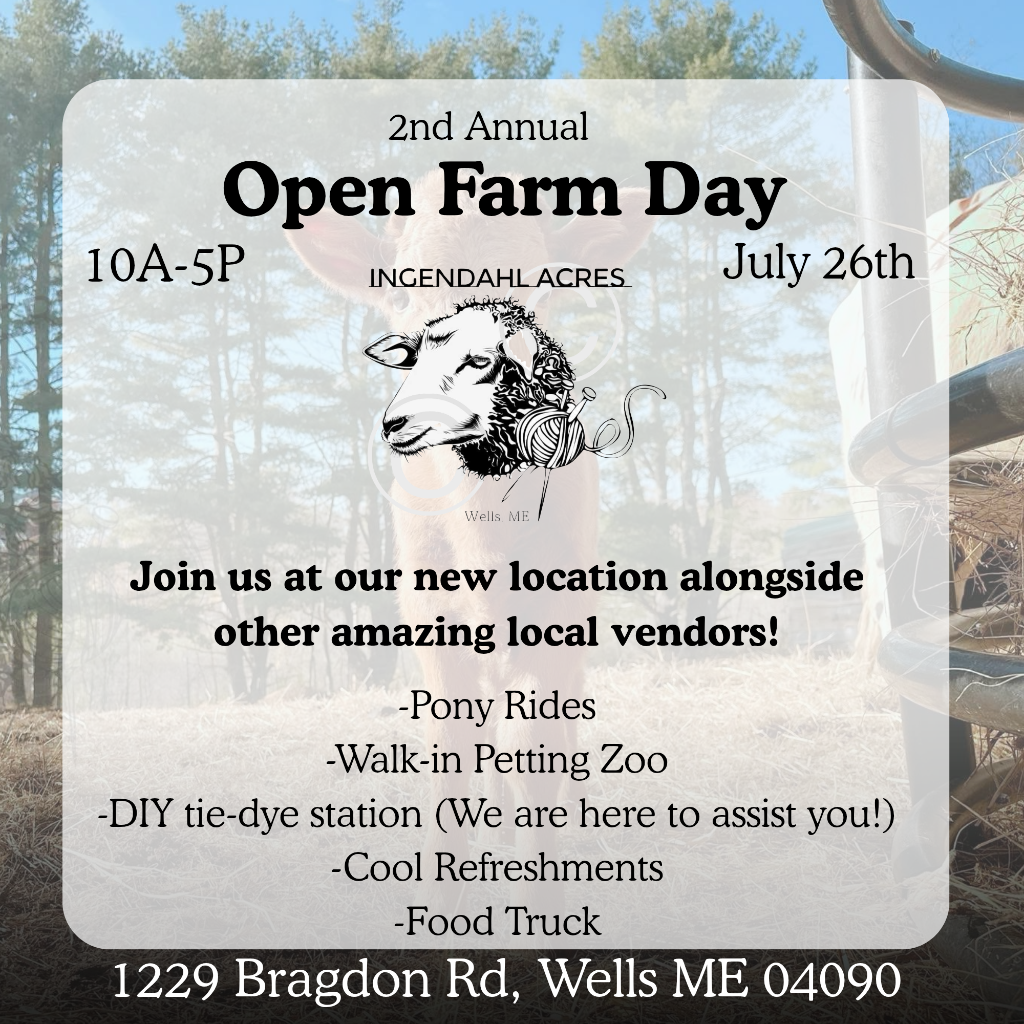 Ingendahl Acres Open Farm Day advertisement with a cow beside a fence and the event details